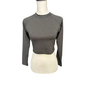 Jed North Long Sleeve Crop Top Medium Dark Gray